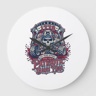 Patriotischer 1776 Geländewagen-Schädel-Monstertru Große Wanduhr
