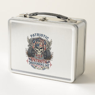 Patriotischer 1776 Geländewagen-Schädel-Monstertru Metall Brotdose