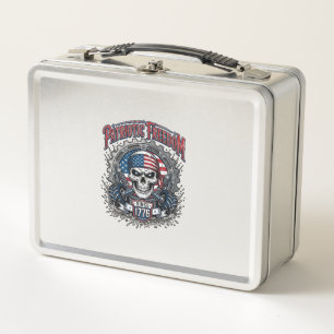 Patriotischer 1776 Geländewagen-Schädel-Monstertru Metall Brotdose