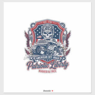 Patriotischer 1776 Geländewagen-Totenkopf-Monstert Aufkleber