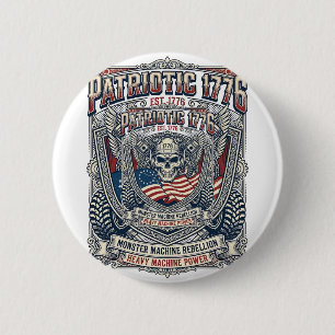 Patriotischer 1776 Geländewagen-Totenkopf-Monstert Button