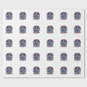 Patriotischer 1776 Geländewagen-Totenkopf-Monstert Geschenkpapier