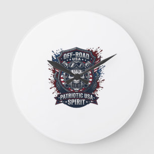 Patriotischer 1776 Geländewagen-Totenkopf-Monstert Große Wanduhr