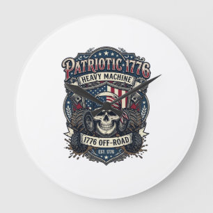 Patriotischer 1776 Geländewagen-Totenkopf-Monstert Große Wanduhr