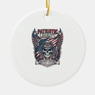 Patriotischer 1776 Geländewagen-Totenkopf-Monstert Keramik Ornament