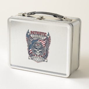 Patriotischer 1776 Geländewagen-Totenkopf-Monstert Metall Brotdose