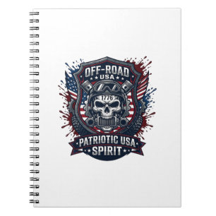 Patriotischer 1776 Geländewagen-Totenkopf-Monstert Notizblock