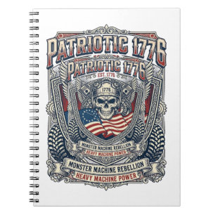 Patriotischer 1776 Geländewagen-Totenkopf-Monstert Notizblock