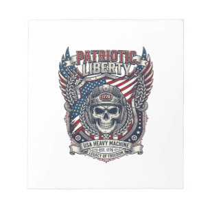 Patriotischer 1776 Geländewagen-Totenkopf-Monstert Notizblock