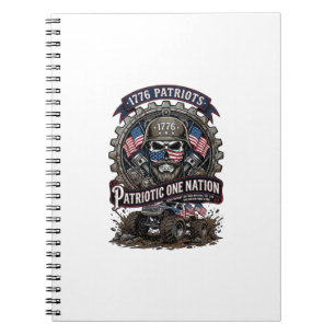 Patriotischer 1776 Geländewagen-Totenkopf-Monstert Notizblock