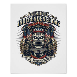 Patriotischer 1776 Geländewagen-Totenkopf-Monstert Poster