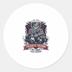 Patriotischer 1776 Geländewagen-Totenkopf-Monstert Runder Aufkleber