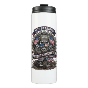 Patriotischer 1776 Geländewagen-Totenkopf-Monstert Thermosbecher