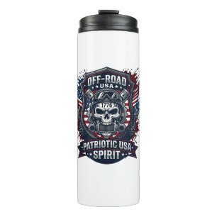 Patriotischer 1776 Geländewagen-Totenkopf-Monstert Thermosbecher