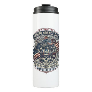 Patriotischer 1776 Geländewagen-Totenkopf-Monstert Thermosbecher