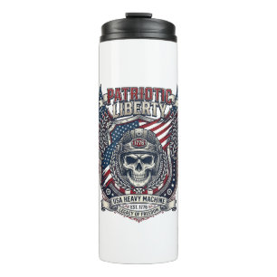 Patriotischer 1776 Geländewagen-Totenkopf-Monstert Thermosbecher