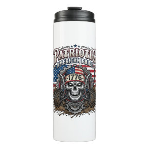 Patriotischer 1776 Geländewagen-Totenkopf-Monstert Thermosbecher