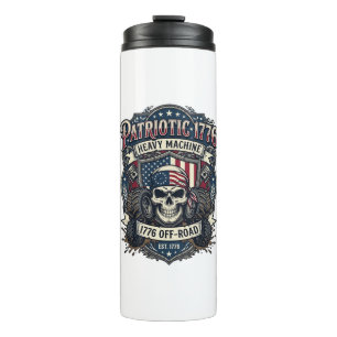 Patriotischer 1776 Geländewagen-Totenkopf-Monstert Thermosbecher