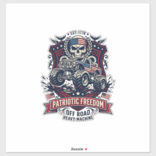 Patriotischer 1776 Off Road Schädel Monster Truck  Aufkleber