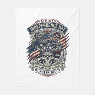 Patriotischer 1776 Off Road Schädel Monster Truck Fleecedecke