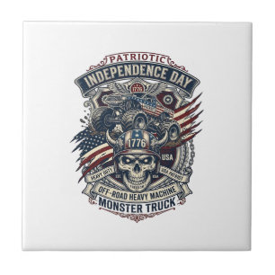 Patriotischer 1776 Off Road Schädel Monster Truck Fliese