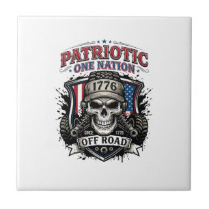 Patriotischer 1776 Off Road Schädel Monster Truck  Fliese