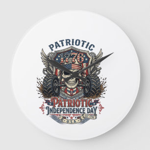 Patriotischer 1776 Off Road Schädel Monster Truck  Große Wanduhr