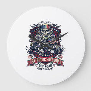 Patriotischer 1776 Off Road Schädel Monster Truck Große Wanduhr