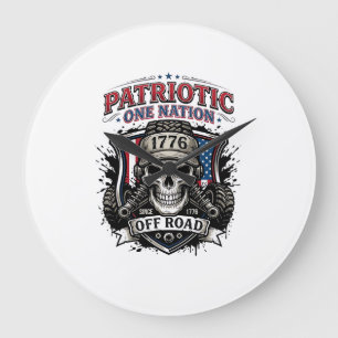Patriotischer 1776 Off Road Schädel Monster Truck Große Wanduhr