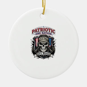 Patriotischer 1776 Off Road Schädel Monster Truck Keramik Ornament