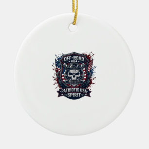 Patriotischer 1776 Off Road Schädel Monster Truck Keramik Ornament
