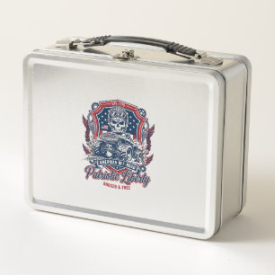 Patriotischer 1776 Off Road Schädel Monster Truck Metall Brotdose