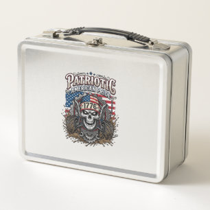 Patriotischer 1776 Off Road Schädel Monster Truck Metall Brotdose