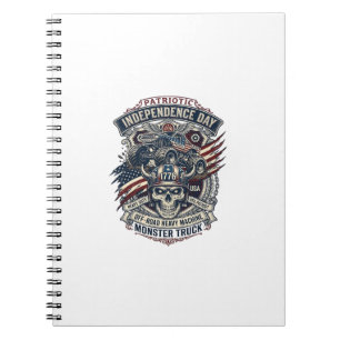 Patriotischer 1776 Off Road Schädel Monster Truck Notizblock