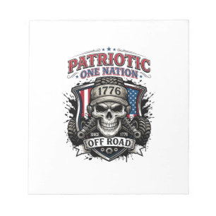 Patriotischer 1776 Off Road Schädel Monster Truck Notizblock