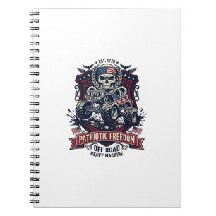 Patriotischer 1776 Off Road Schädel Monster Truck Notizblock