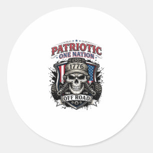 Patriotischer 1776 Off Road Schädel Monster Truck Runder Aufkleber
