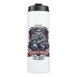 Patriotischer 1776 Off Road Schädel Monster Truck  Thermosbecher