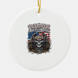Patriotischer 1776 Off Road Totenkopf Monster Truc Keramik Ornament