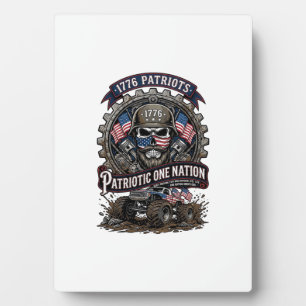 Patriotischer 1776 Off Road Totenkopf Monstertruck Fotoplatte