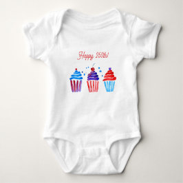 Patriotischer 250. rot weiß blau Aquarell-Cupcake Baby Strampler