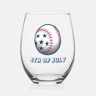 Patriotischer 4. Juli Baseball Weinglas Ohne Stiel