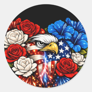 Patriotischer 4. Juli Clip Art Adler Herz Aufklebe Runder Aufkleber
