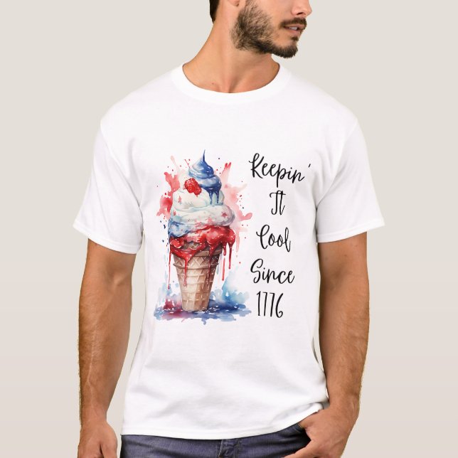 Patriotischer 4. Juli Eiscreme T - Shirt (Vorderseite)