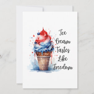 Patriotischer 4. Juli Eiscreme T - Shirt Feiertagskarte