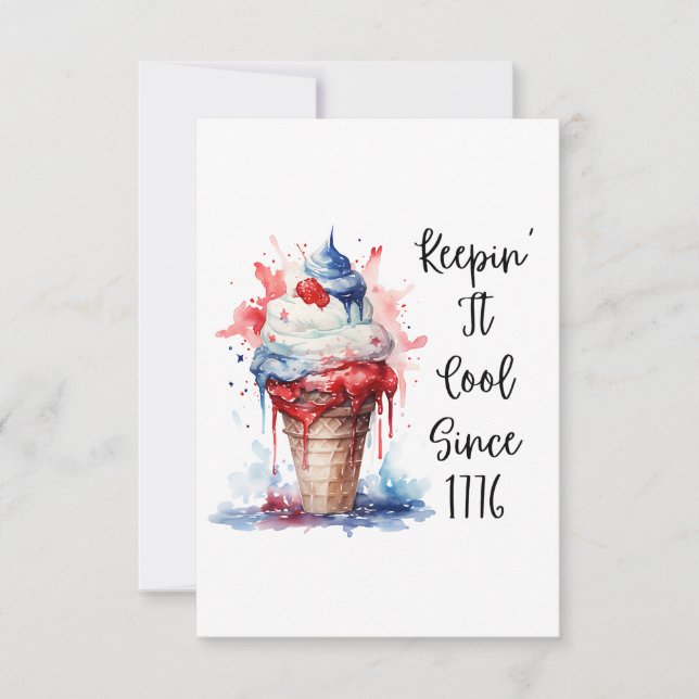 Patriotischer 4. Juli Eiscreme T - Shirt RSVP Karte (Vorderseite)