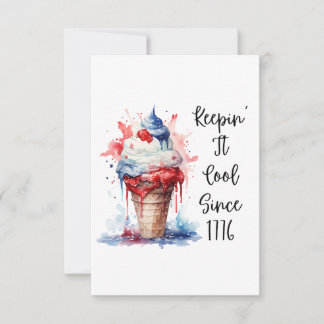 Patriotischer 4. Juli Eiscreme T - Shirt RSVP Karte