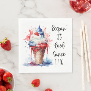 Patriotischer 4. Juli Eiscreme T - Shirt Serviette
