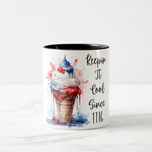 Patriotischer 4. Juli Eiscreme T - Shirt Zweifarbige Tasse