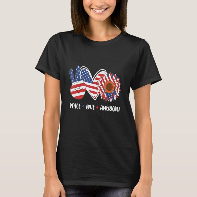 Patriotischer 4. Juli Friedensmission Liebe Amerik T-Shirt (Vorderseite)